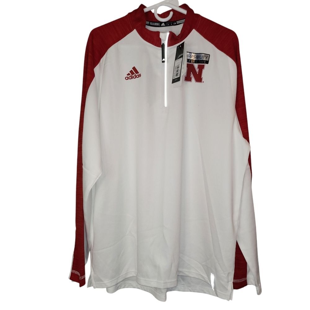 NWT Men's Adidas Nebraska Cornhuskers 1/4 Zip Pullover Jacket Large